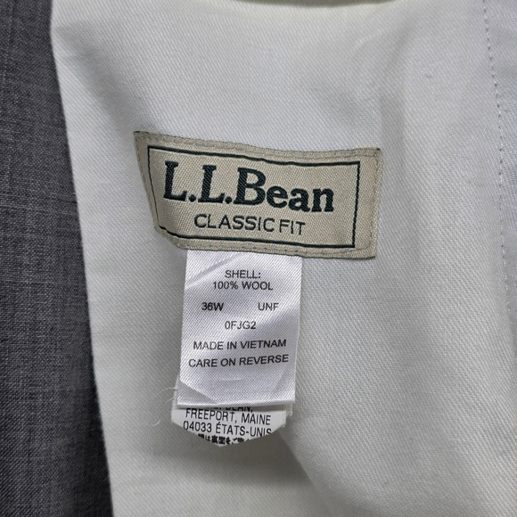 LL Bean Mens Classic Fit Gray 100% Wool Dress Pants 36W OFJG2 - Picture 9 of 10